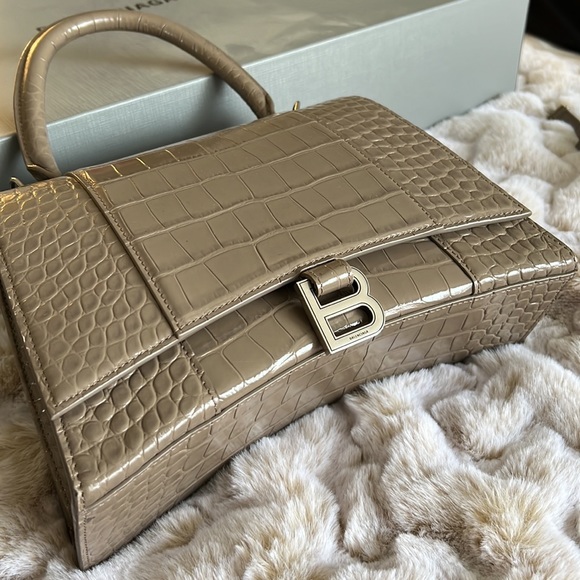 Balenciaga hourglass croc embossed leather bag - Picture 3 of 16